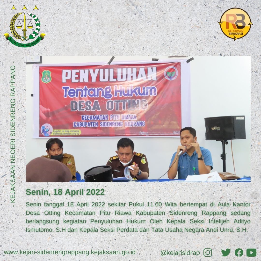 Penyuluhan Tentang Hukum Desa Otting Kejari Sidrap
